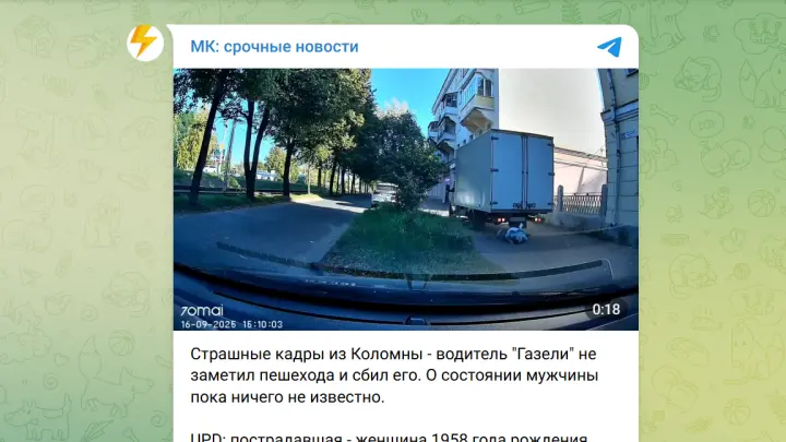 В Подмосковье пенсионерка чудом выжила после наезда Газели