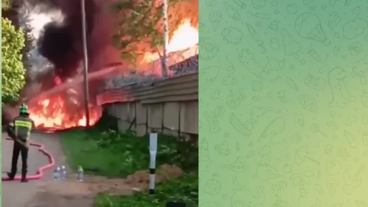 Появилось видео пожара на складе горючих материалов в Пушкино