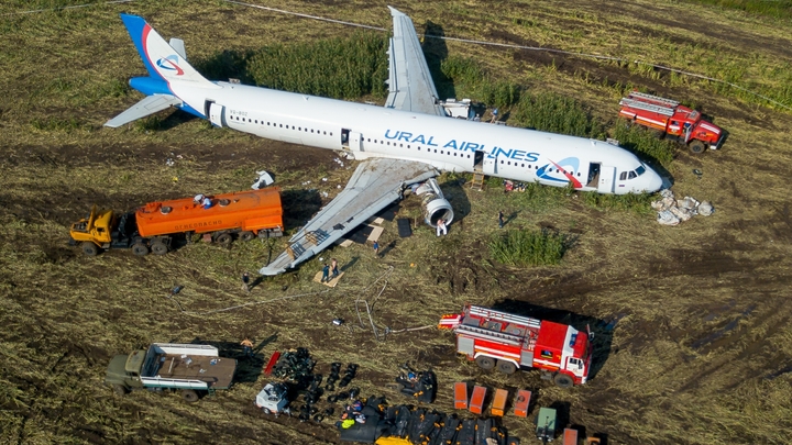 В МАК назвали официальную причину жесткой посадки самолета Уральских авиалиний в кукурузном поле